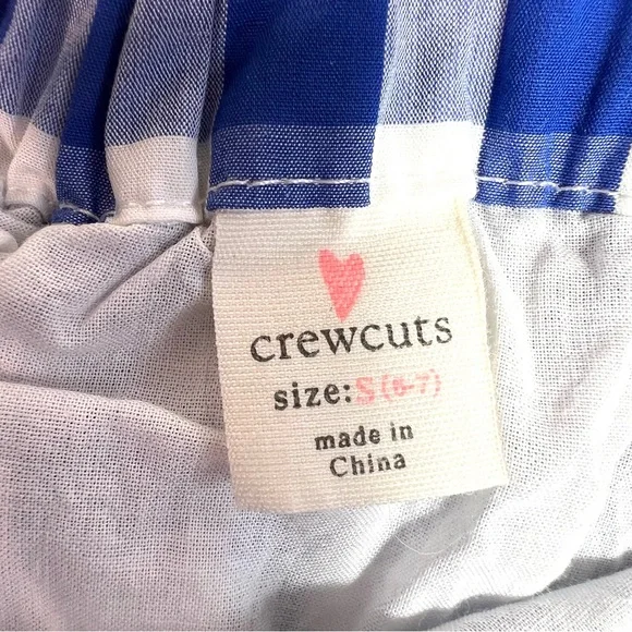 J. Crew Crewcuts Gingham Ruffle Skirt Blue White Size 6-7 - Picture 3 of 7